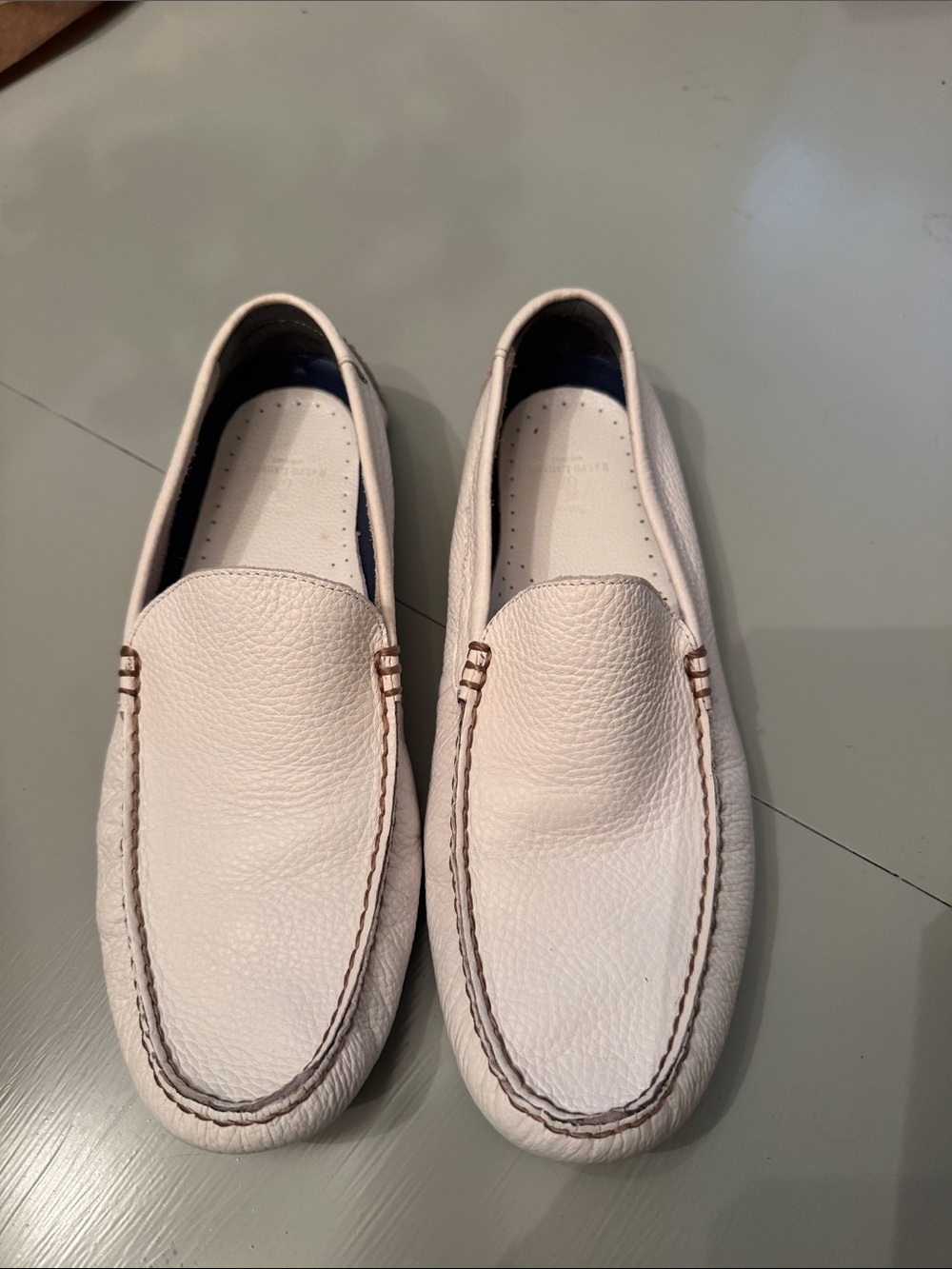 Ralph Lauren White Leather Driving Loafers